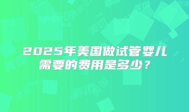 2025年美国做试管婴儿需要的费用是多少？