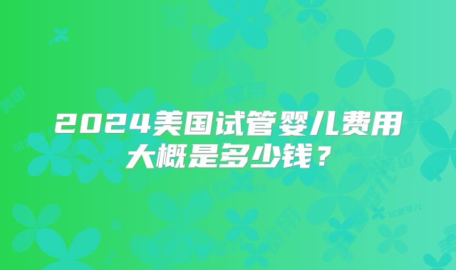 2024美国试管婴儿费用大概是多少钱？