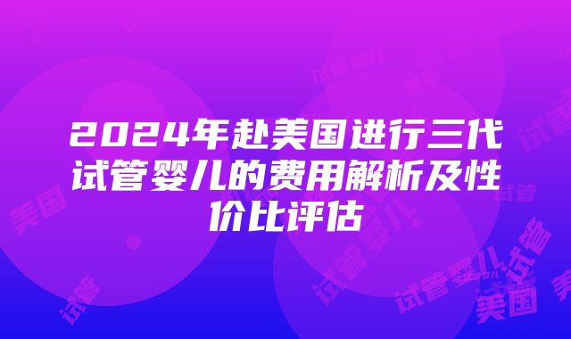 2024年赴美国进行三代试管婴儿的费用解析及性价比评估