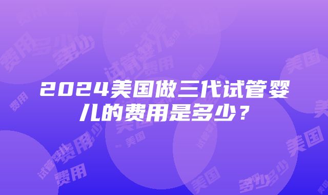 2024美国做三代试管婴儿的费用是多少？