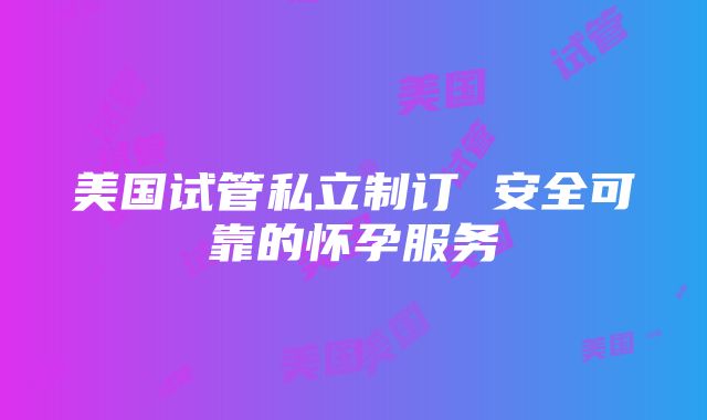 美国试管私立制订 安全可靠的怀孕服务