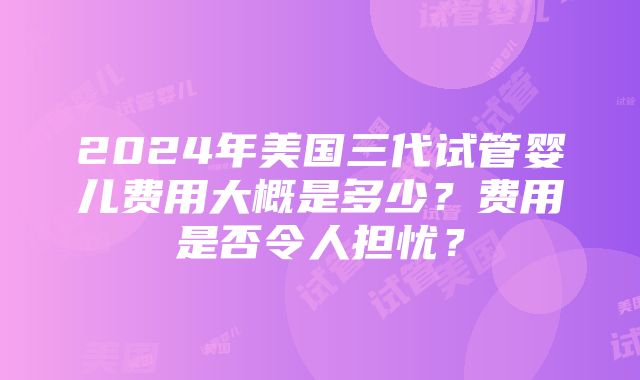 2024年美国三代试管婴儿费用大概是多少？费用是否令人担忧？