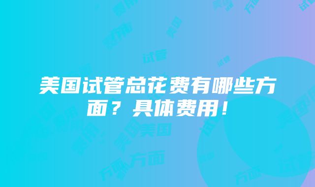 美国试管总花费有哪些方面？具体费用！