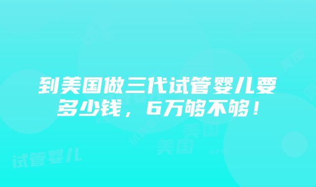 到美国做三代试管婴儿要多少钱，6万够不够！