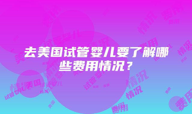 去美国试管婴儿要了解哪些费用情况？