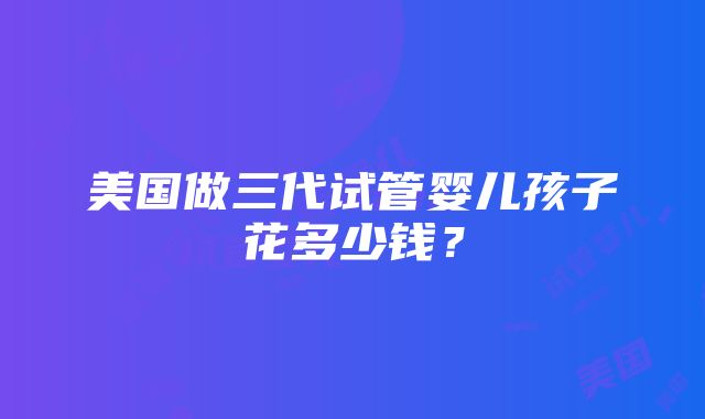 美国做三代试管婴儿孩子花多少钱？