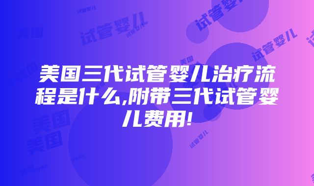 美国三代试管婴儿治疗流程是什么,附带三代试管婴儿费用!