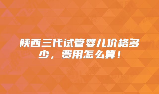 陕西三代试管婴儿价格多少，费用怎么算！