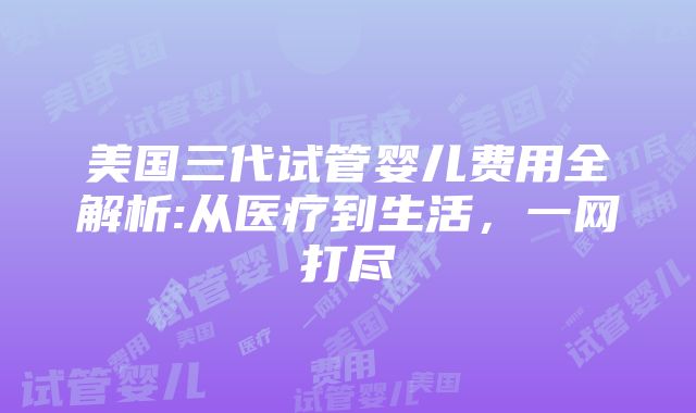 美国三代试管婴儿费用全解析:从医疗到生活，一网打尽