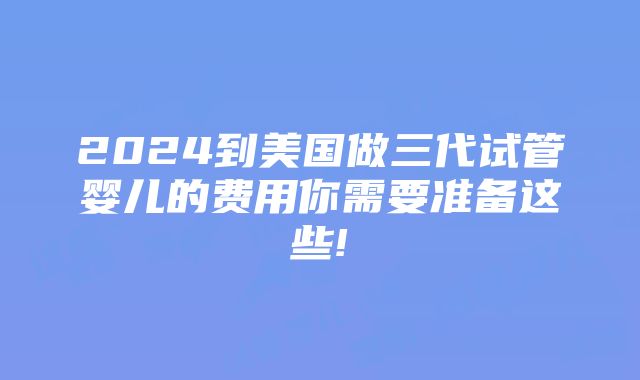 2024到美国做三代试管婴儿的费用你需要准备这些!