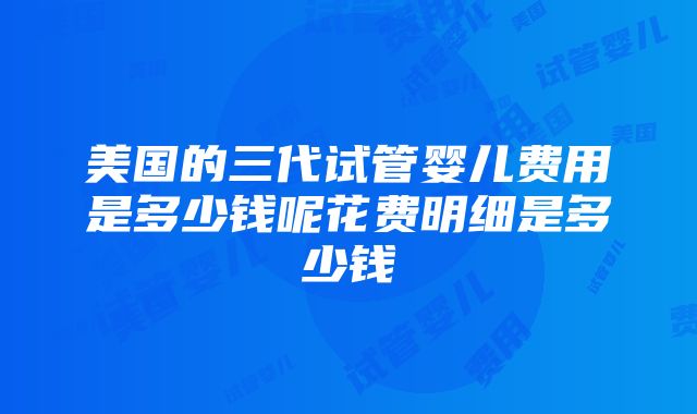 美国的三代试管婴儿费用是多少钱呢花费明细是多少钱