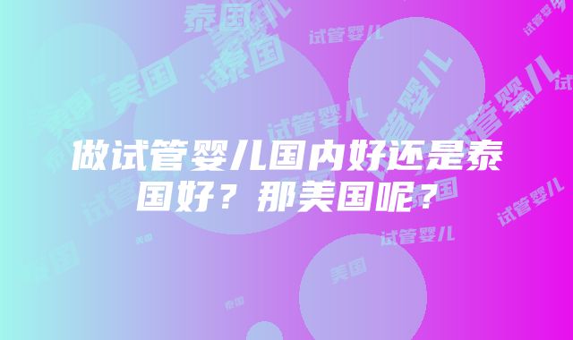 做试管婴儿国内好还是泰国好？那美国呢？