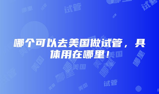 哪个可以去美国做试管，具体用在哪里！