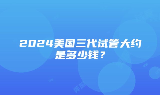 2024美国三代试管大约是多少钱？