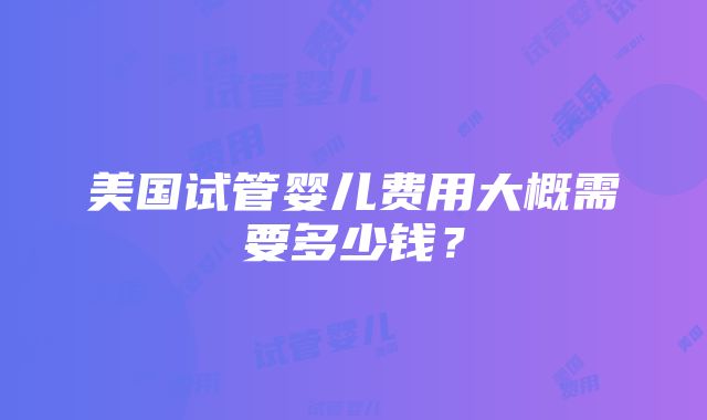 美国试管婴儿费用大概需要多少钱？