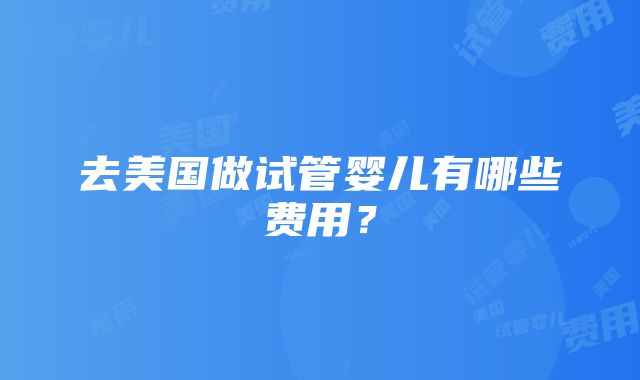 去美国做试管婴儿有哪些费用？