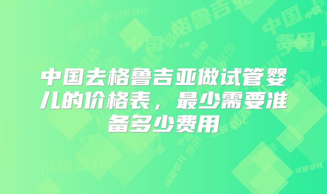 中国去格鲁吉亚做试管婴儿的价格表，最少需要准备多少费用