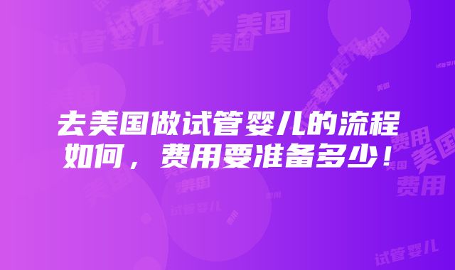 去美国做试管婴儿的流程如何，费用要准备多少！