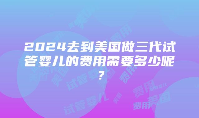 2024去到美国做三代试管婴儿的费用需要多少呢？