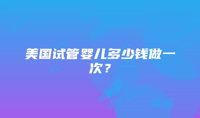 美国试管婴儿多少钱做一次？