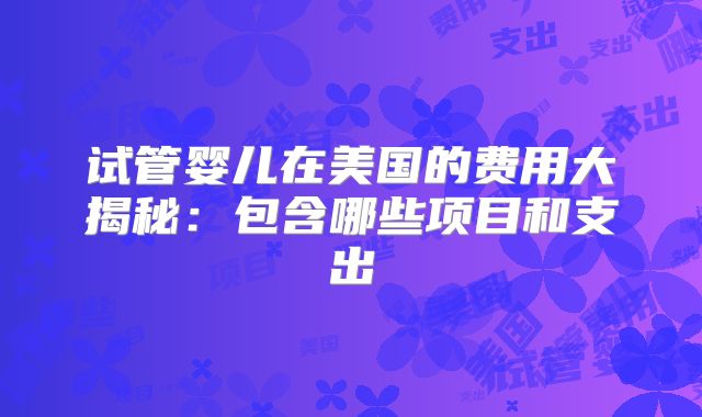 试管婴儿在美国的费用大揭秘：包含哪些项目和支出