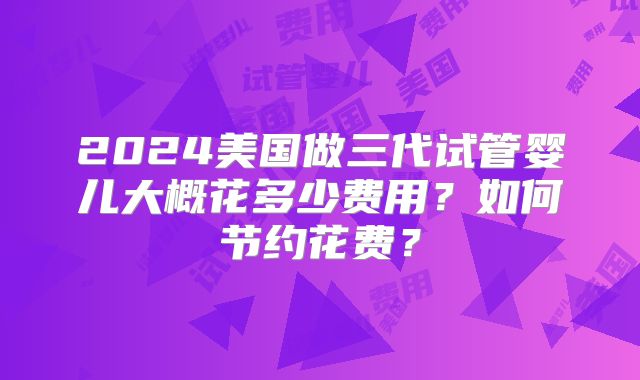 2024美国做三代试管婴儿大概花多少费用？如何节约花费？