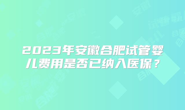 2023年安徽合肥试管婴儿费用是否已纳入医保？