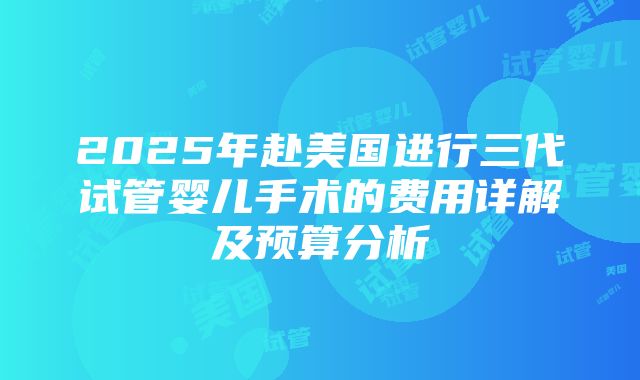 2025年赴美国进行三代试管婴儿手术的费用详解及预算分析