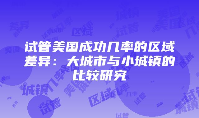 试管美国成功几率的区域差异：大城市与小城镇的比较研究