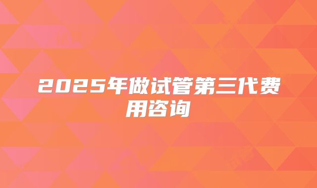 2025年做试管第三代费用咨询