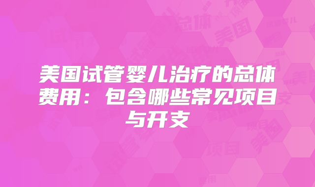 美国试管婴儿治疗的总体费用：包含哪些常见项目与开支