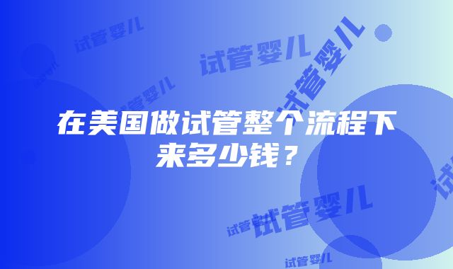 在美国做试管整个流程下来多少钱？