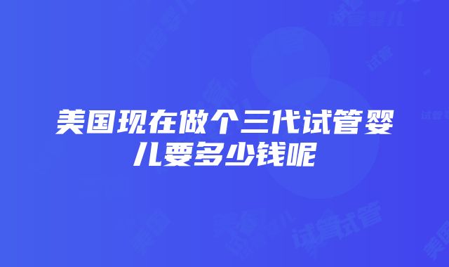 美国现在做个三代试管婴儿要多少钱呢