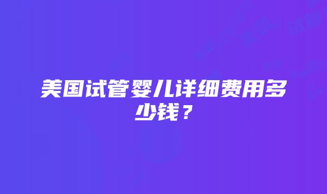 美国试管婴儿详细费用多少钱？