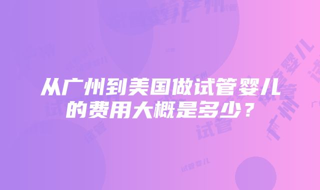 从广州到美国做试管婴儿的费用大概是多少？