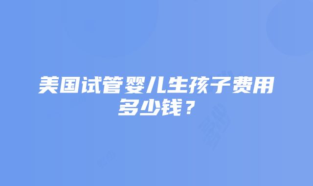 美国试管婴儿生孩子费用多少钱？