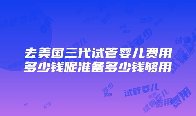 去美国三代试管婴儿费用多少钱呢准备多少钱够用