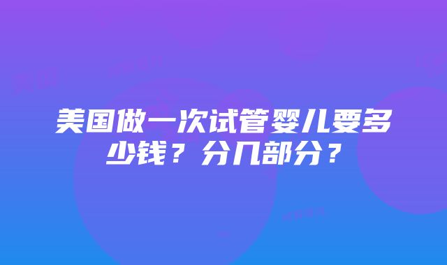 美国做一次试管婴儿要多少钱？分几部分？