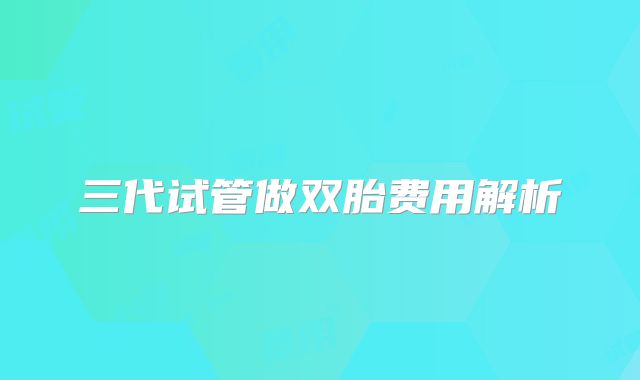 三代试管做双胎费用解析