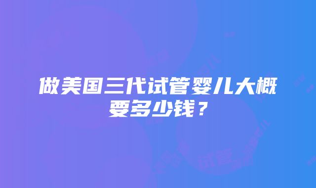 做美国三代试管婴儿大概要多少钱？