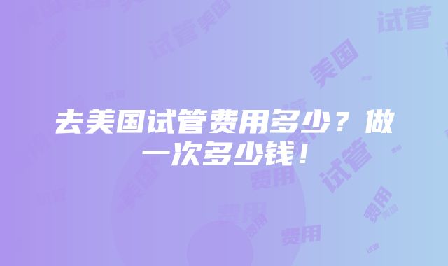 去美国试管费用多少？做一次多少钱！