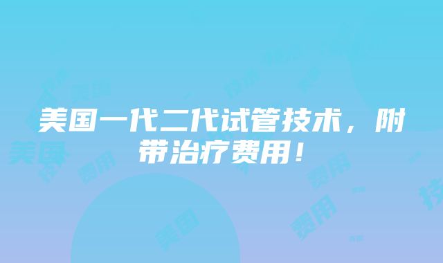 美国一代二代试管技术，附带治疗费用！