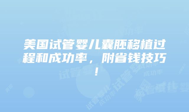 美国试管婴儿囊胚移植过程和成功率，附省钱技巧！