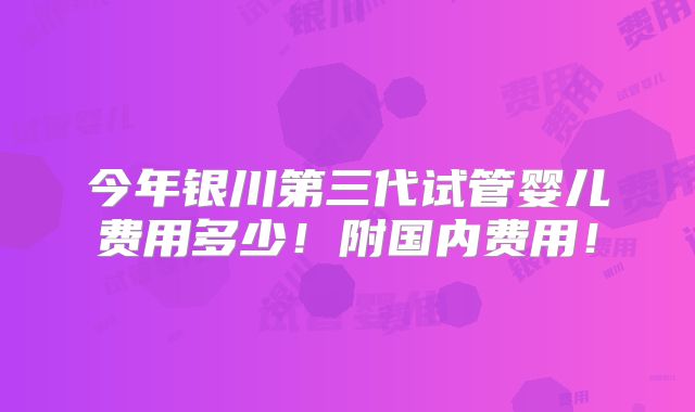 今年银川第三代试管婴儿费用多少！附国内费用！