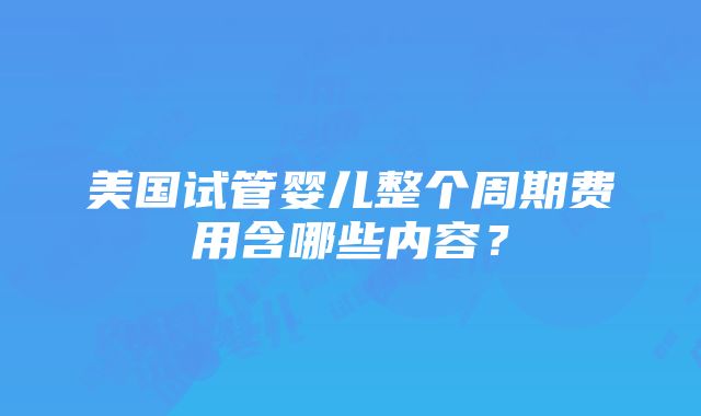 美国试管婴儿整个周期费用含哪些内容？