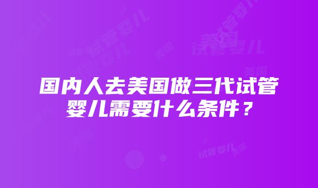 国内人去美国做三代试管婴儿需要什么条件？