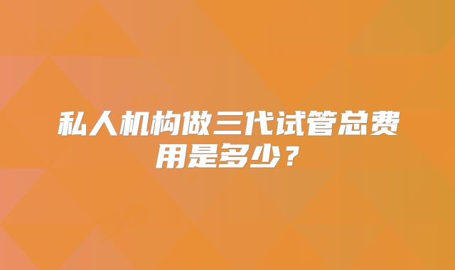 私人机构做三代试管总费用是多少？