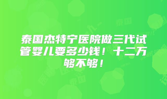 泰国杰特宁医院做三代试管婴儿要多少钱！十二万够不够！