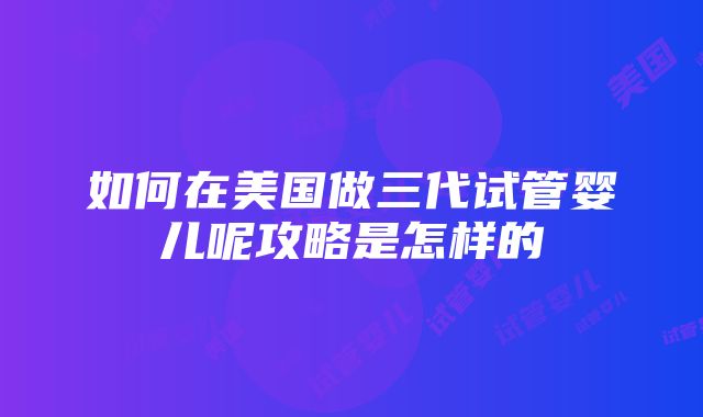 如何在美国做三代试管婴儿呢攻略是怎样的