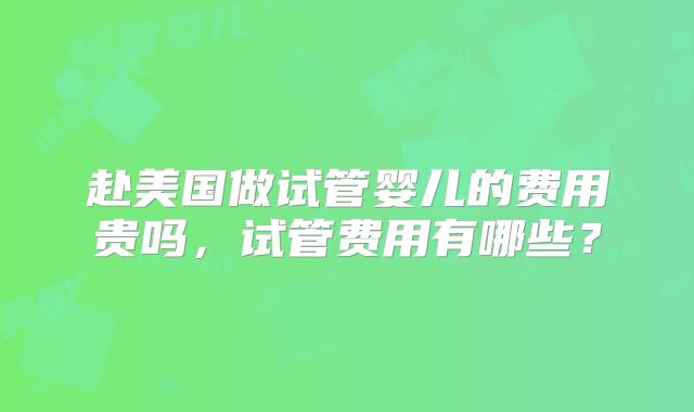 赴美国做试管婴儿的费用贵吗，试管费用有哪些？